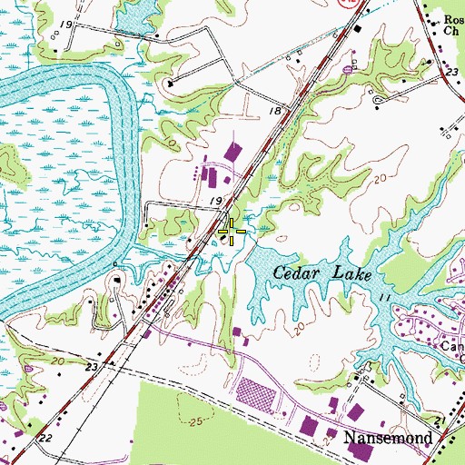 Topographic Map of Brights Dam, VA