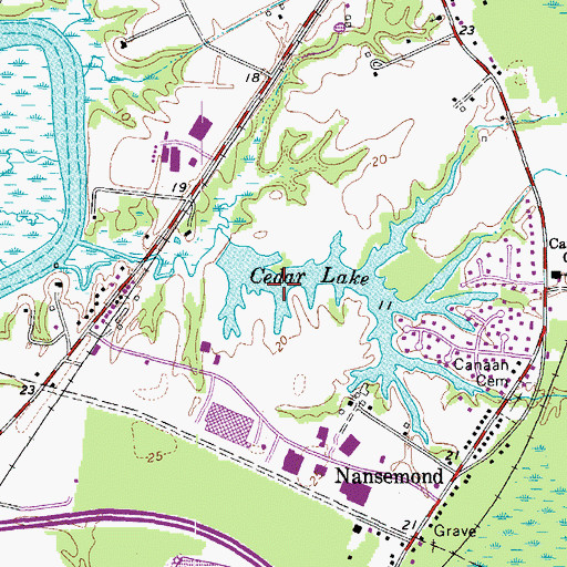 Topographic Map of Brights Lake, VA