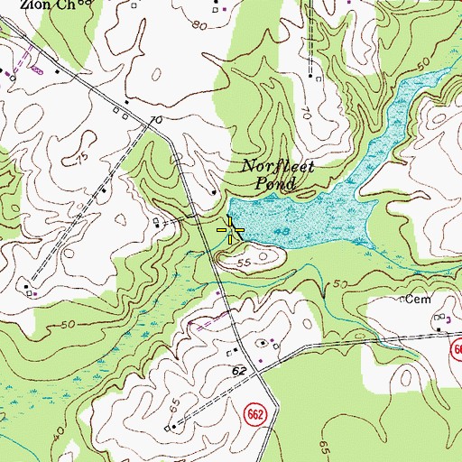 Topographic Map of Norfleet Dam, VA