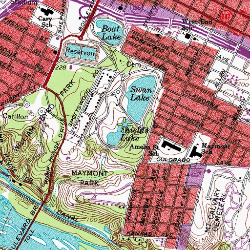 Topographic Map of Upper Sheilds Lake Dam, VA