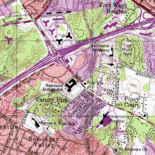 Topographic Map of E C Burke Library, VA