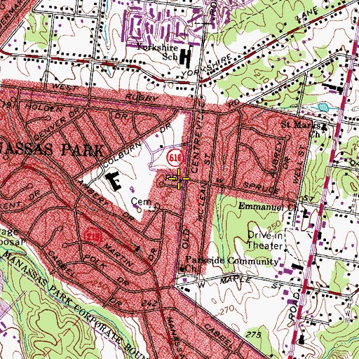 Topographic Map of Manassas Park Post Office, VA