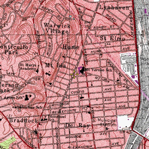 Topographic Map of J M Duncan Library, VA