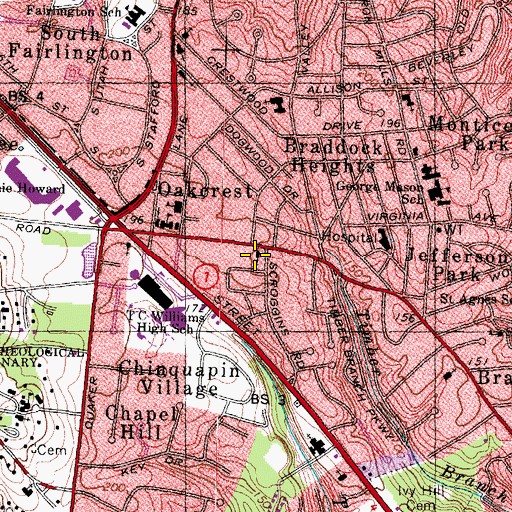 Topographic Map of Alexandria Bible Church, VA