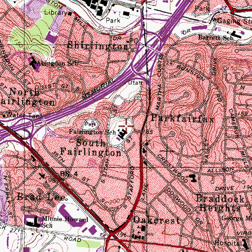Topographic Map of Fairlington Community Center, VA