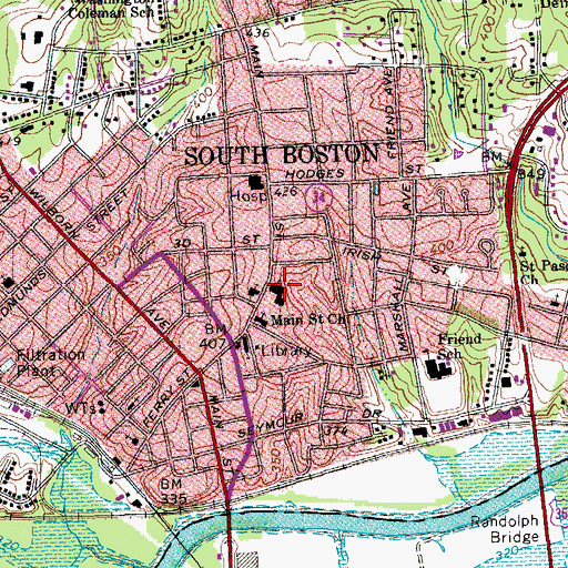 Topographic Map of First Baptist Church, VA