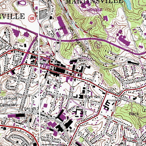 Topographic Map of First United Methodist Church, VA