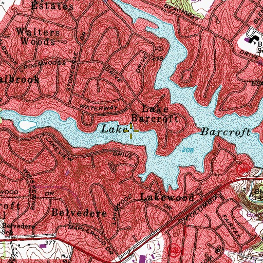 Topographic Map of Lake Barcroft, VA