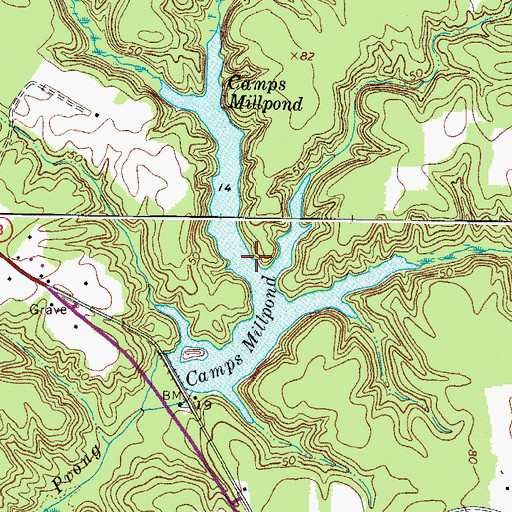 Topographic Map of Camps Millpond, VA