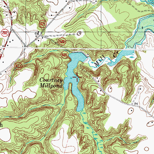 Topographic Map of Courtney Millpond, VA