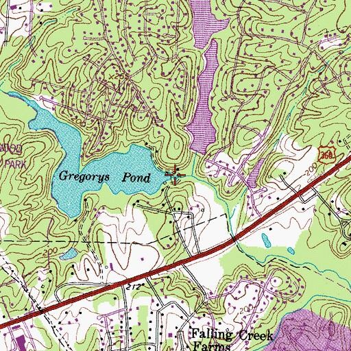 Topographic Map of Gregorys Pond, VA