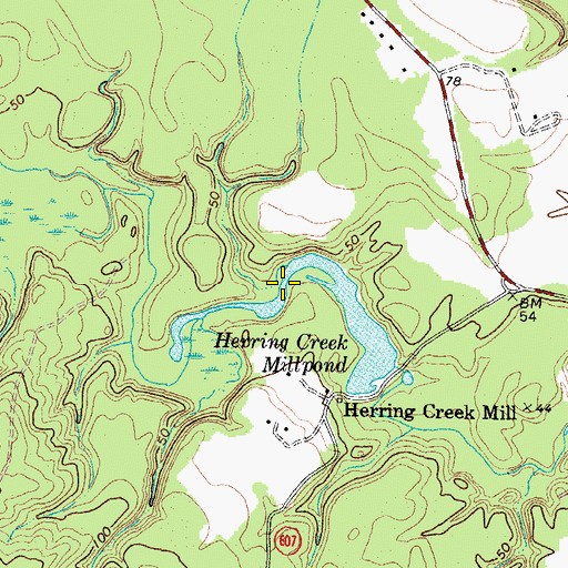 Topographic Map of Herring Creek Millpond, VA