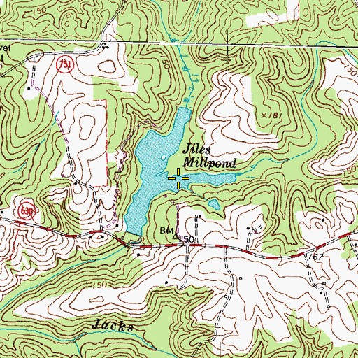 Topographic Map of Jiles Millpond, VA