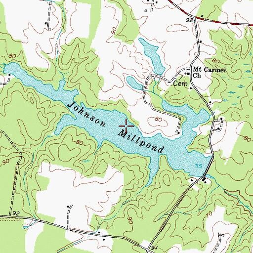 Topographic Map of Johnson Millpond, VA