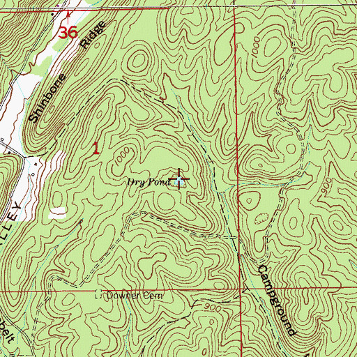 Topographic Map of Dry Pond, AL