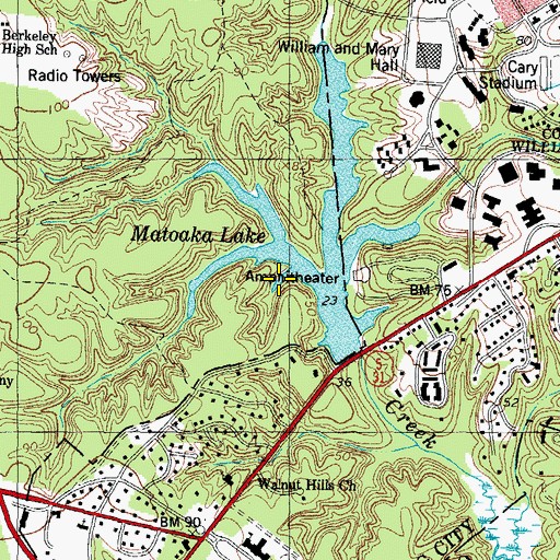 Topographic Map of Matoaka Lake, VA
