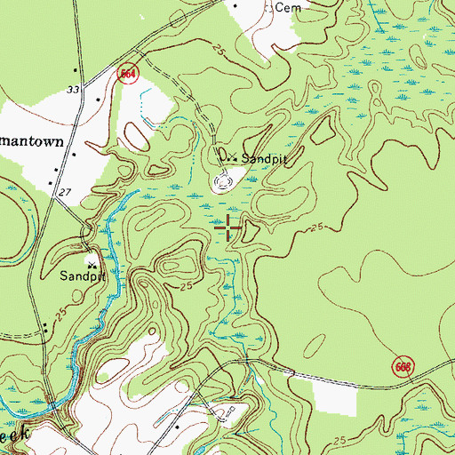 Topographic Map of Mill Swamp, VA