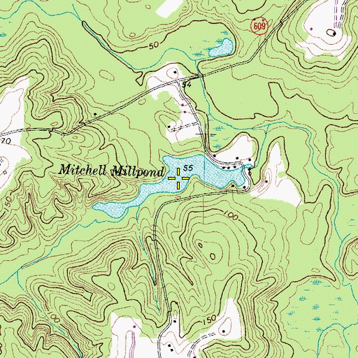 Topographic Map of Mitchell Millpond, VA
