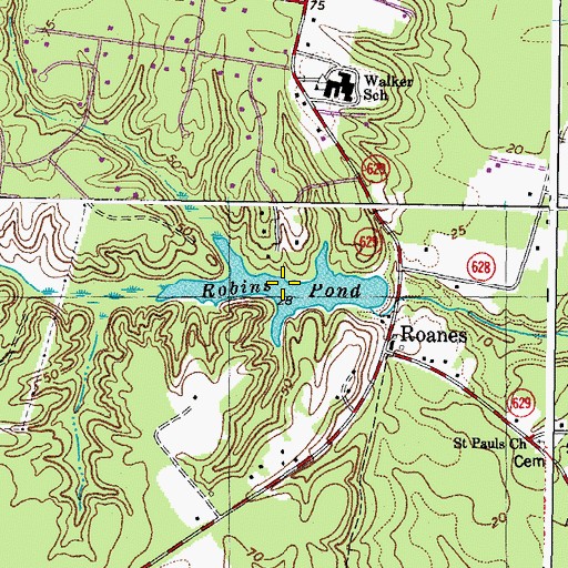 Topographic Map of Robins Pond, VA
