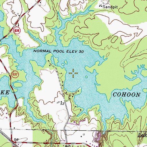 Topographic Map of Lake Cohoon, VA