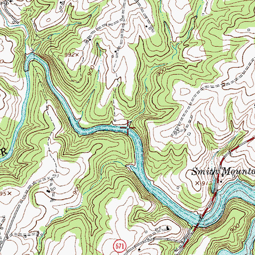 Topographic Map of Smith Mountain Lake, VA