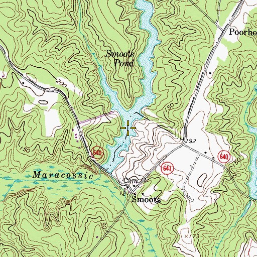 Topographic Map of Smoots Pond, VA