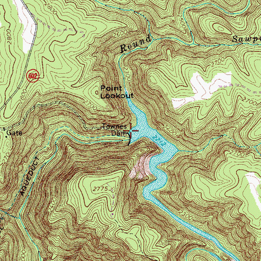 Topographic Map of Townes Dam, VA