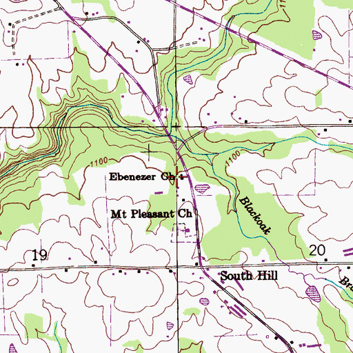 Topographic Map of Ebenezer Church, AL