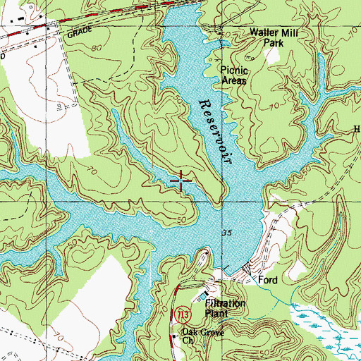 Topographic Map of Waller Mill Reservoir, VA