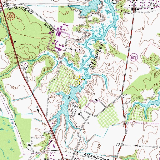 Topographic Map of Mathews Lake, VA
