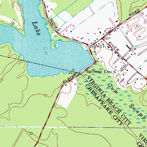 Topographic Map of Stumpy Lake Dam, VA