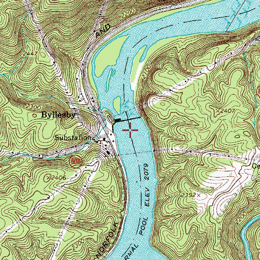 Topographic Map of Byllesby Dam, VA