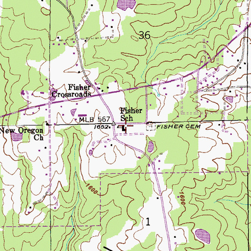 Topographic Map of Fisher School, AL