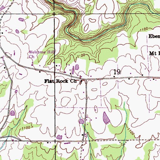 Topographic Map of Flat Rock Church, AL