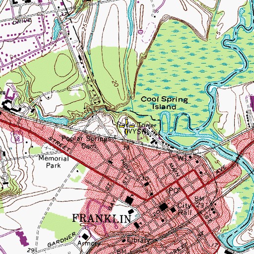 Topographic Map of WLQM-AM (Franklin), VA