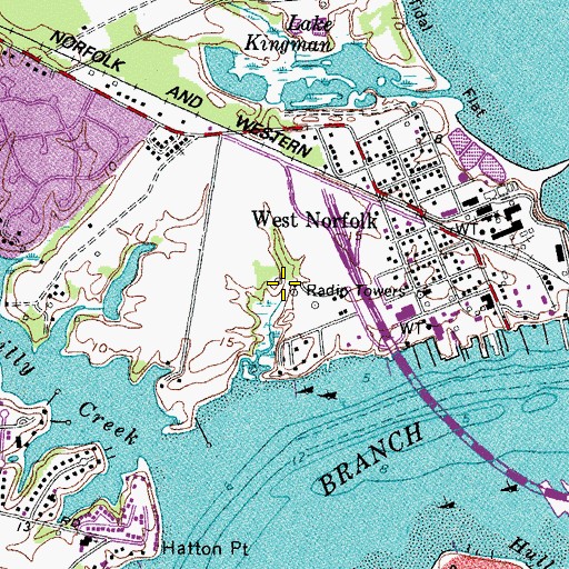 Topographic Map of WNIS-AM (Norfolk), VA