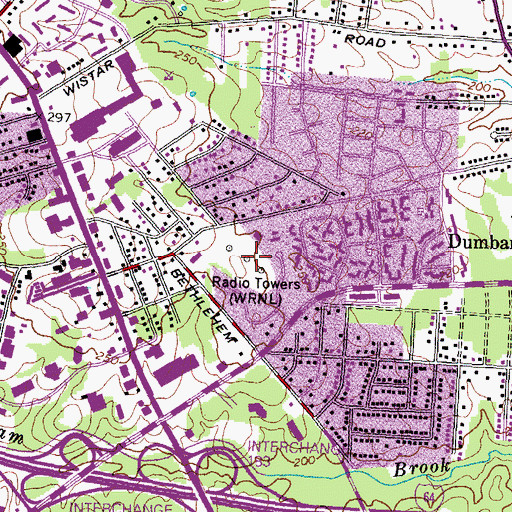 Topographic Map of WRNL-AM (Richmond), VA