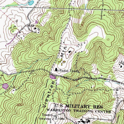 Topographic Map of WPVB-FM (Culpeper), VA