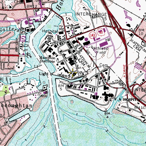 Topographic Map of WHOV-FM (Hampton), VA