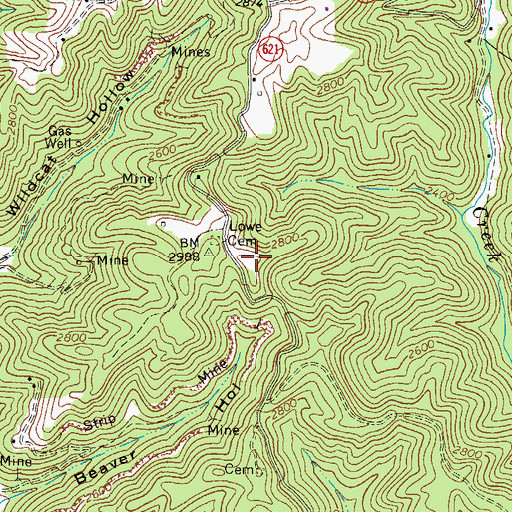Topographic Map of WGTH-FM (Richlands), VA