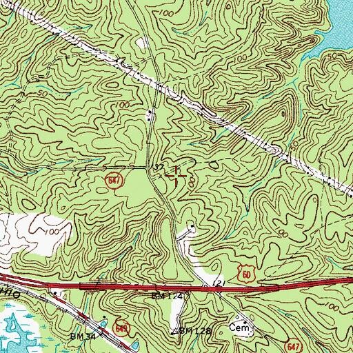 Topographic Map of WDCK-FM (Williamsburg), VA