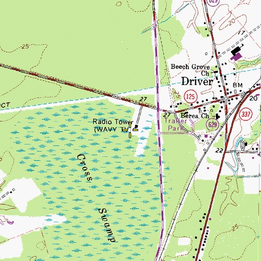 Topographic Map of WAVY-TV (Portsmouth), VA
