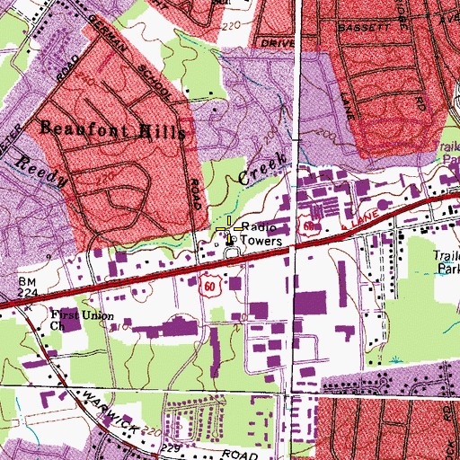 Topographic Map of WWBT-TV (Richmond), VA