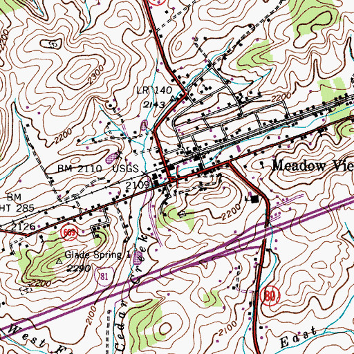 Topographic Map of Meadowview, VA