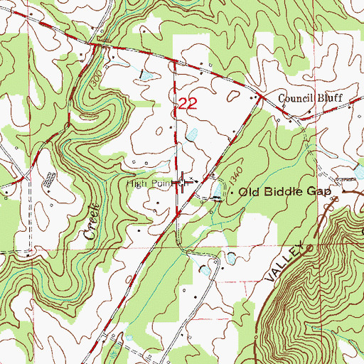 Topographic Map of High Point Church of God, AL