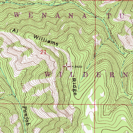 Topographic Map of Al Williams Ridge, WA