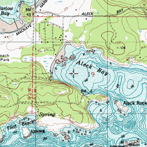Topographic Map of Aleck Bay, WA