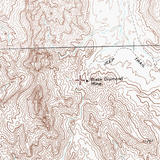 Topographic Map of Black Diamond Mine, AZ