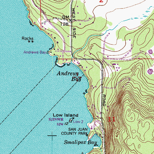 Topographic Map of Andrews Bay, WA