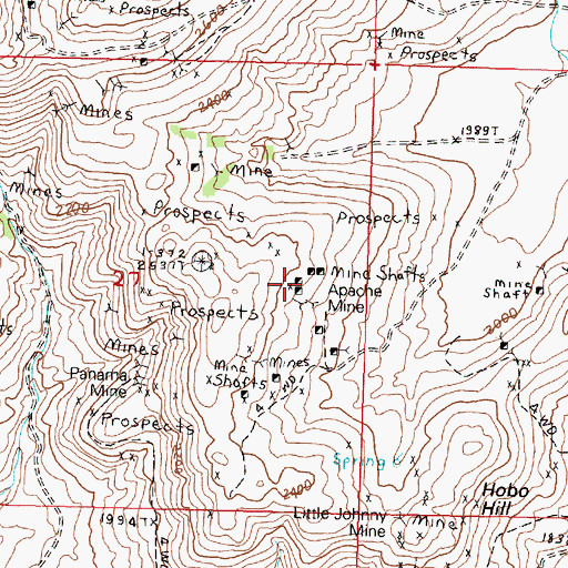 Topographic Map of Apache Mine, WA